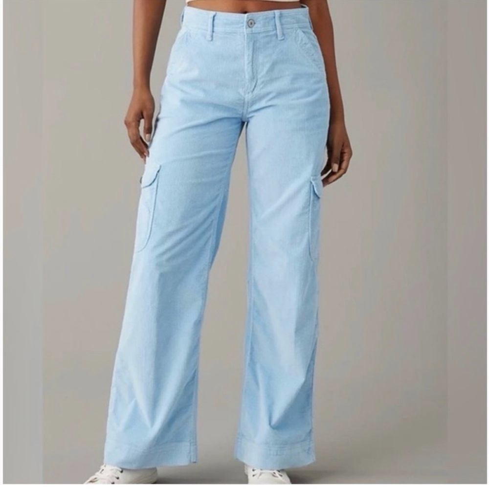 American Eagle Outfitters Sky Blue Corduroy Pants 4 regular